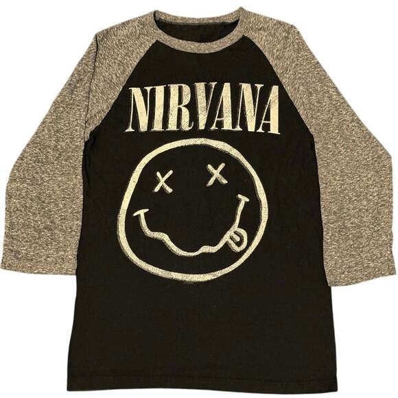 Nirvana Raglan Style 2015 Smiley Face Shirt Adult Small - Picture 1 of 4